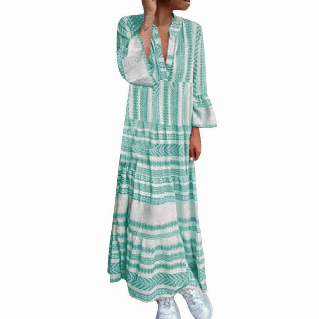 Printed long-sleeved Bosiami dress Color Glow