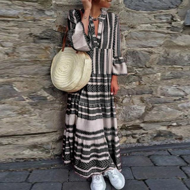 Printed long-sleeved Bosiami dress Perfect Mood