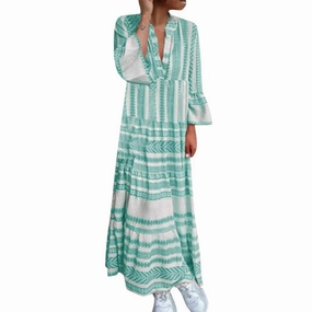 Printed long-sleeved Bosiami dress Color Glow
