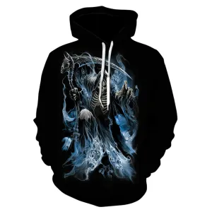 Digital Printed Knight Skull Hooded Casual Fashion Sweater Sporty Wearable single layer