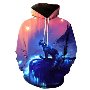 Digital Printed Sweatshirt Hoodie Men'S and Women'S Jacket Contrast Stitching