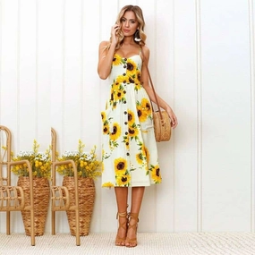 Cotton Skin Women's Cami Floral Printed Dress