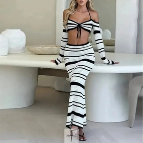 Knit Halter Top with Bodycon Skirt Elastic Fit Chic And Comfortable