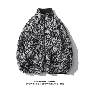 Double-Sided Wear National Tide Personality Zebra Pattern Woolen Jacket Men Loose product weekday wearability product scarf warmth