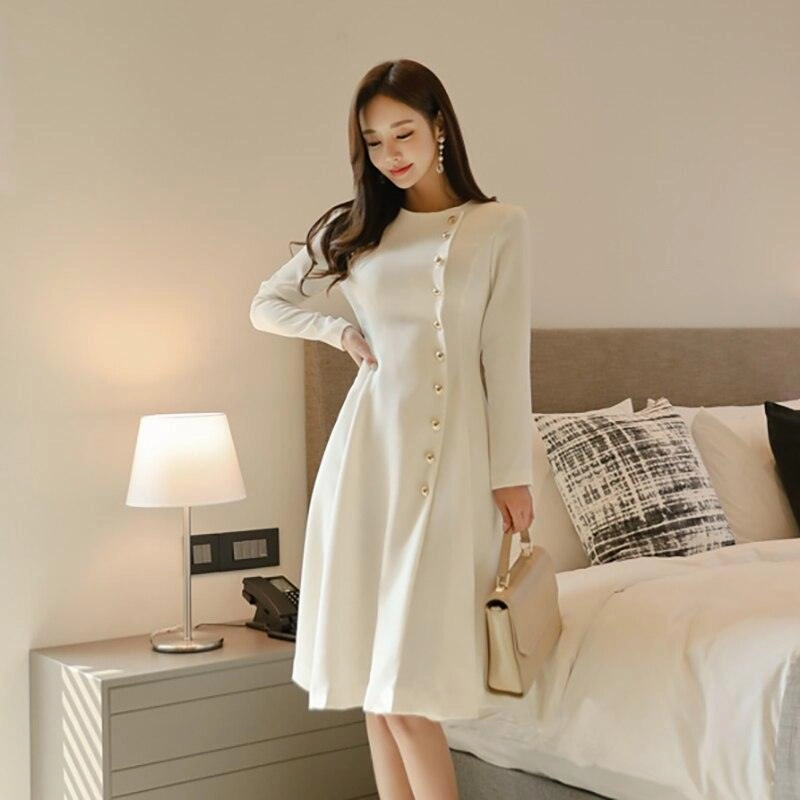 High-quality button waist mid-length dress City Essential Confident Mood