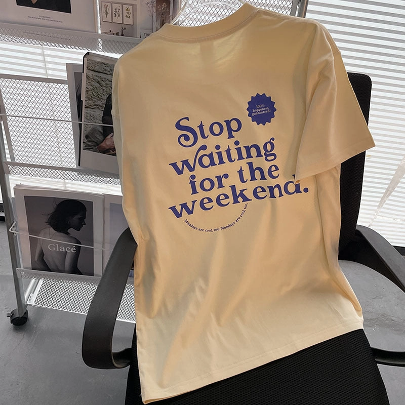 Indoor Comfort Women's Shoulder T-shirt Women's Short Sleeve Summer Letter Pattern