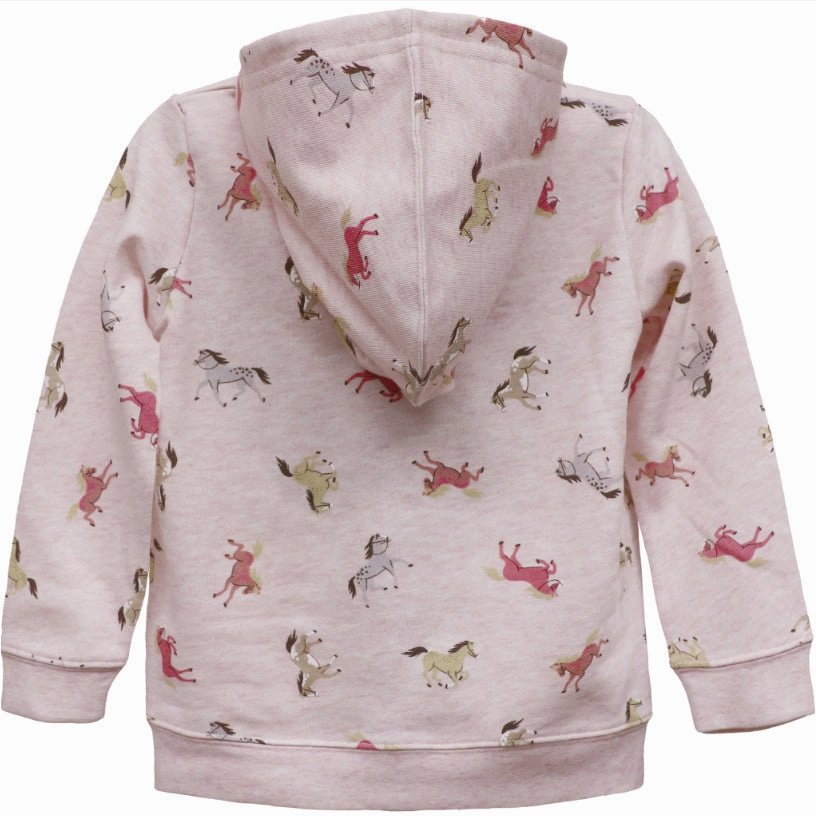 Temperature Regulating Fabric LayeredNeckline Girls' Galloping Horses Full-Zip Hoodie J2J477PT
