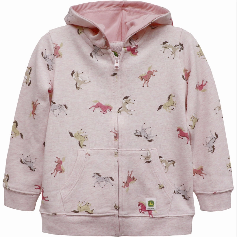 Casual Long Sleeve Girls' Galloping Horses Full-Zip Hoodie J2J477PT