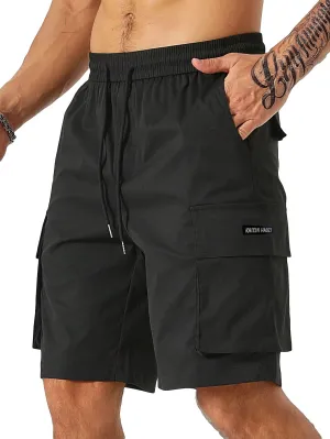 Airy Touch Drawstring Waist Men's Multi-pocket Workwear Shorts