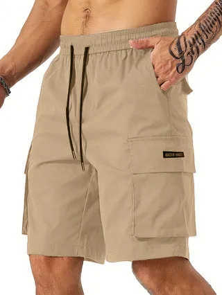 Drawstring Waist Men's Multi-pocket Workwear Shorts Quick Fit Style fall shorts