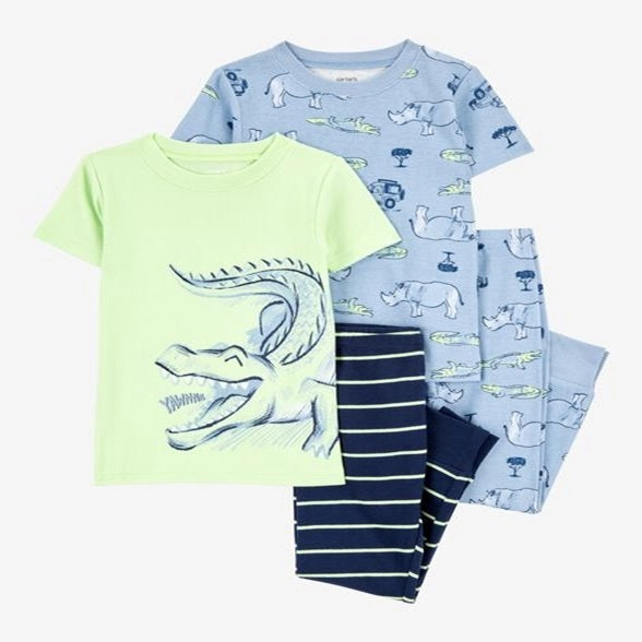 High Collar Design Toddler Boy 4-Piece Alligator Cotton Pajamas 2S380510-969