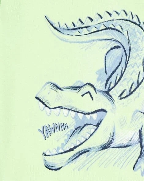 Minimalist Collar Microfiber Blended Fabric Toddler Boy 4-Piece Alligator Cotton Pajamas 2S380510-969