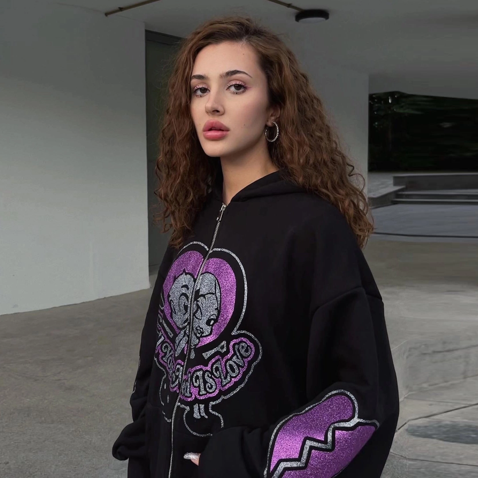 Cute Little Bear Cap Glitter Print Cardigan In Europe And America Embroidered Logo Casual Design