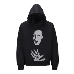 Portrait Print Loose Hooded Sweatshirt Odor-resistant surfing suitable