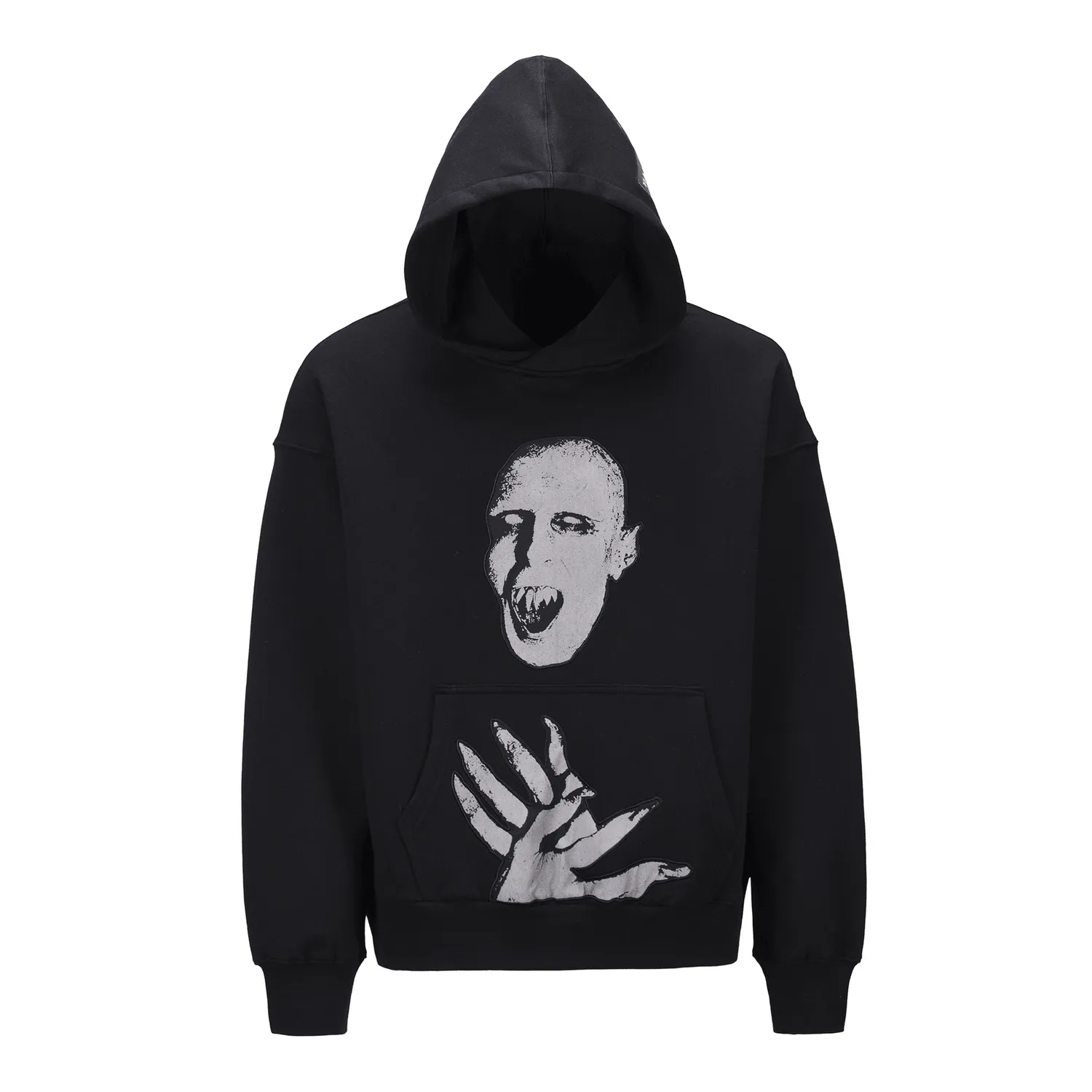 product clip convenience solo wear Portrait Print Loose Hooded Sweatshirt