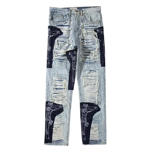 OdorResistantFinish Men's Ripped Tassel Jeans