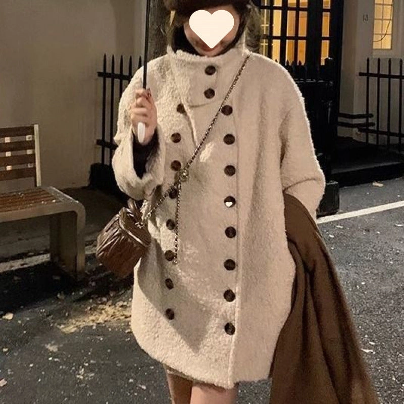 Mid-length Gentle High-grade Furry Cotton Jacket Top Bonded Edge Finish WindproofTechnology