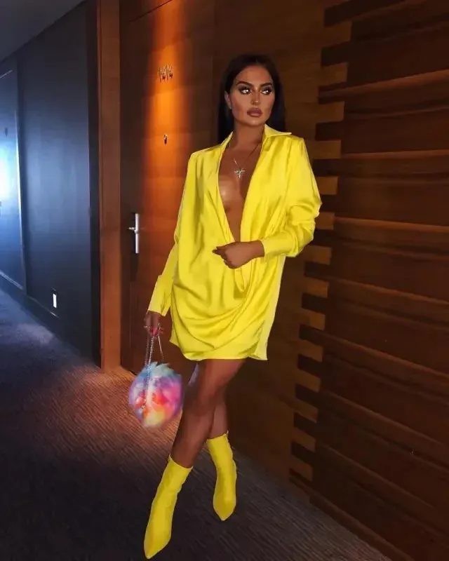 Ethical Mode Low-Cut Yellow Dress