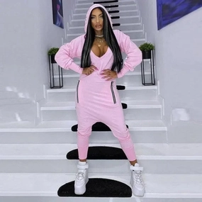 Hooded Athletic Jumpsuit Everyday Relaxed Sport Unisex