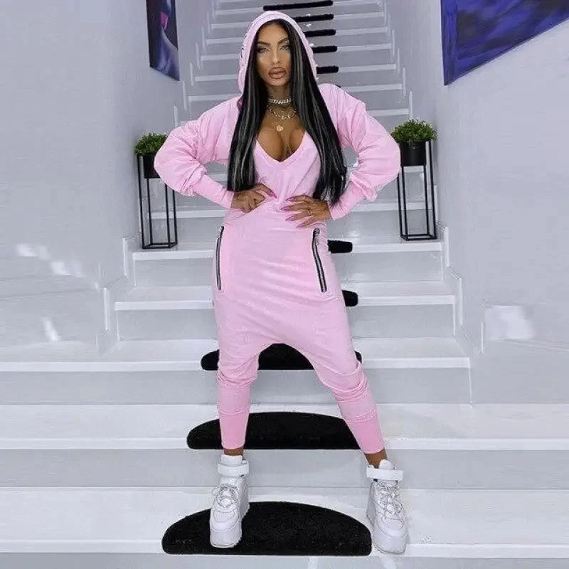Hooded Athletic Jumpsuit Everyday Relaxed Sport Unisex