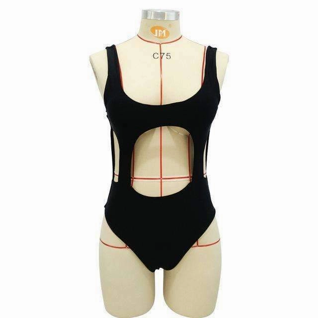 Reinforced Grommets ArtSu Sexy Cut Out Women Bodysuit 2018 Summer Overalls Backless Body Beach Elastic Bodycon Jumpsuit Solid Slim Leotard ASJU30351