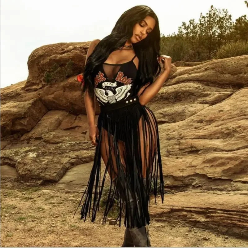 Pure Look Tassel Cover up Skirt