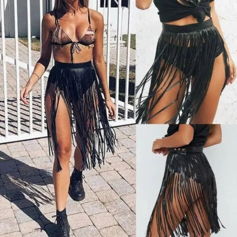Tassel Cover up Skirt Light Base