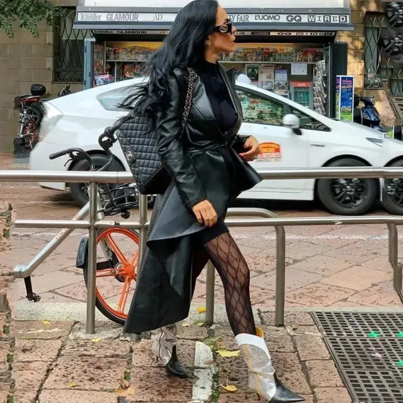 Layered Clothing Leather Windbreaker Coat