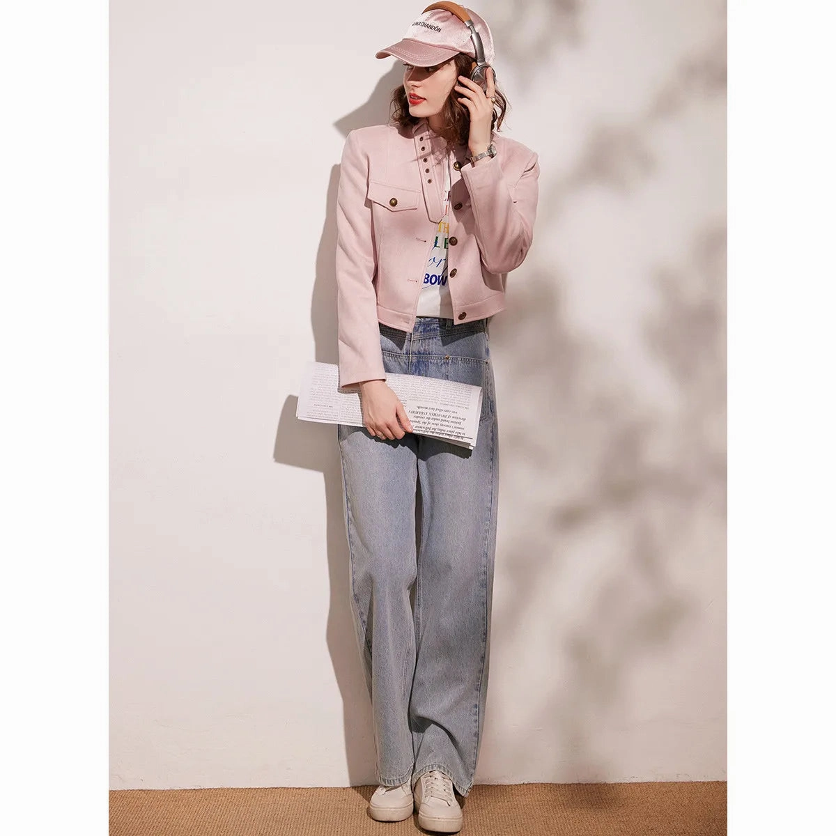 Refined Style Women's Adjustable Stand Collar Short Jacket