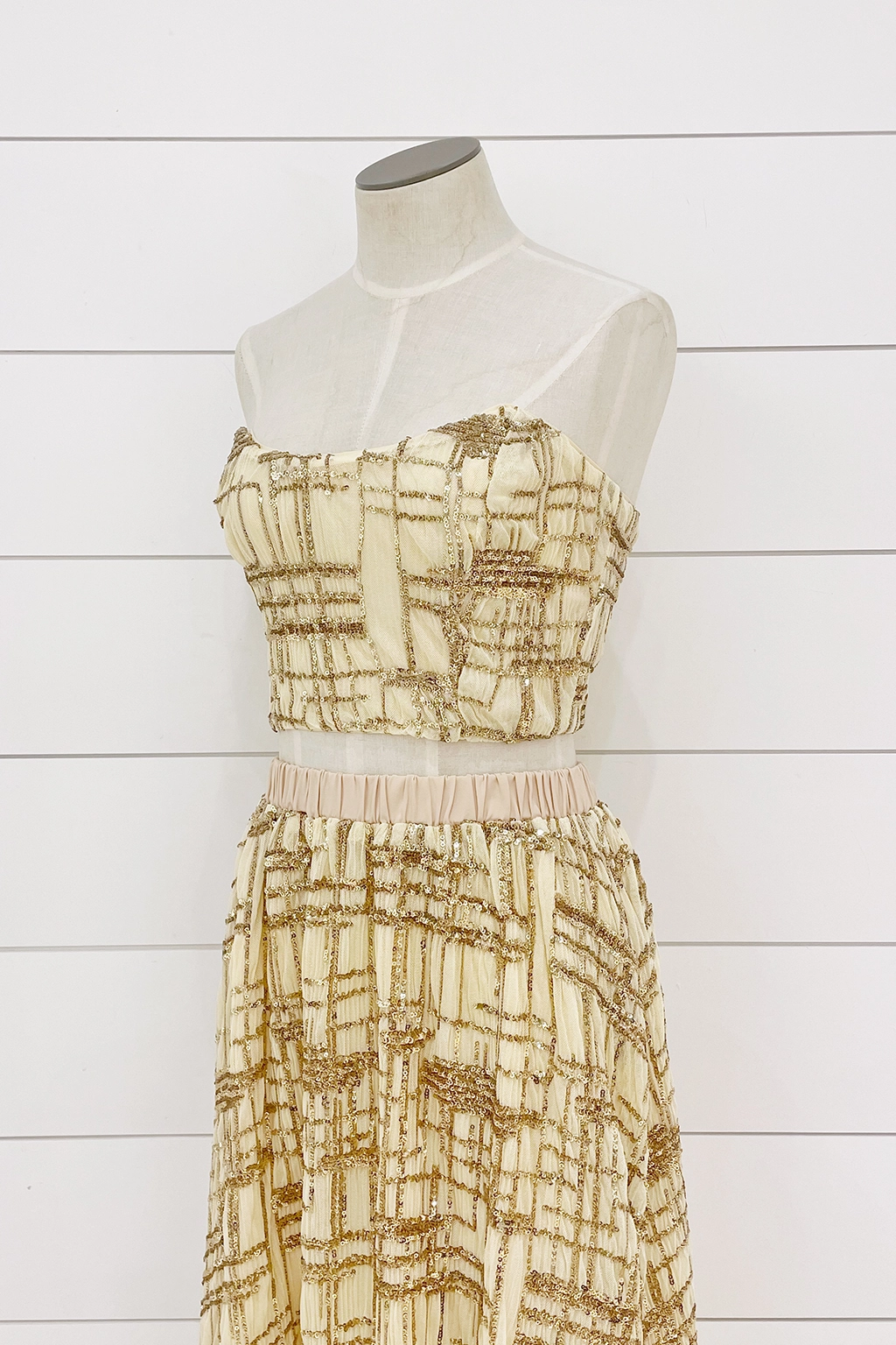 Ultraviolet Protection Fabric Sequin Bustier Top