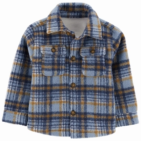 Toddler Boys' Blue & Brown Plaid Shacket 2Q310310 BondedHemline