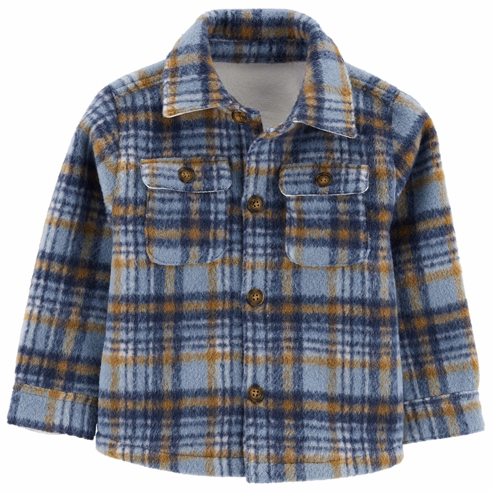Toddler Boys' Blue & Brown Plaid Shacket 2Q310310 BondedHemline