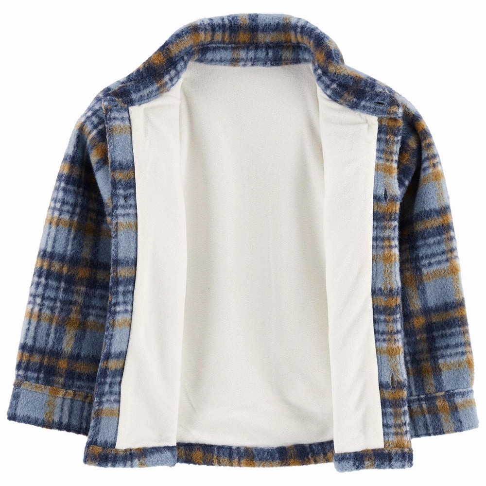 Toddler Boys' Blue & Brown Plaid Shacket 2Q310310 Fashionable Style