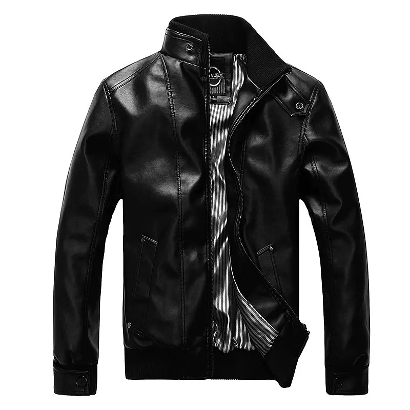 Fashion Brand Casual PU Leather Jacket Youth All-Match Leather Jacket Men Layered Protection