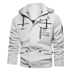 Heat Sealed Seams Men's Outdoor Casual Shell Jacket Sports Hooded Fleece Jacket Coat