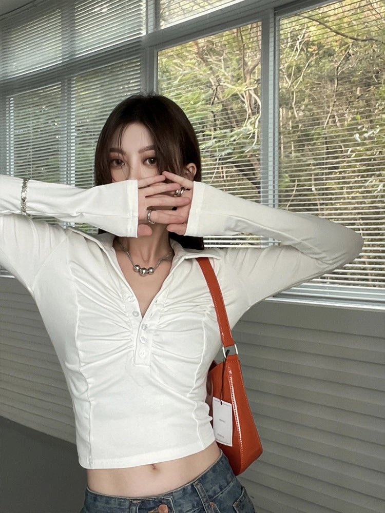 Summer Design Feeling Slim And Thin Bottom Shirt Durable Stitching