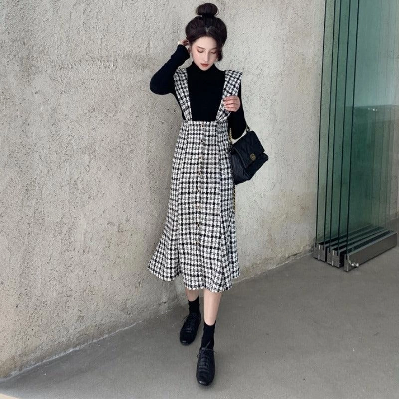 Work or Play French retro plaid dress
