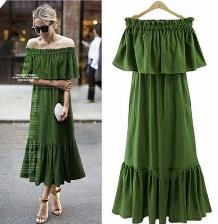 Perfect Layer Ruffled slim long dress