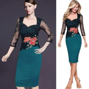 Smile Soft Softly Structured Elegant Vintage Floral Lace Women??s Pencil Dress
