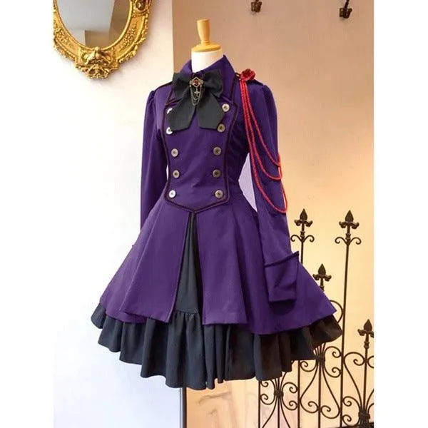 Romantic date dress Retro bow long sleeve ruffled cosplay dress