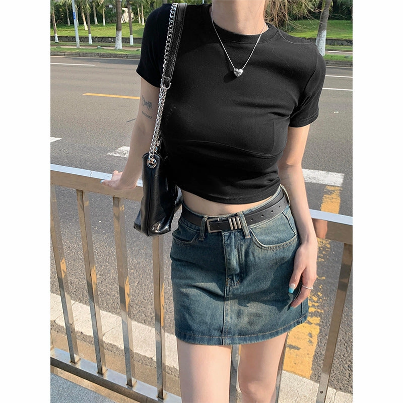 Summer Skinny Slimming Design Sense Niche Fishbone Top UV Protective Fabric