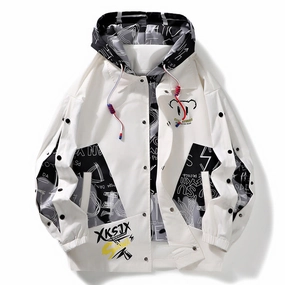 Fashion Brand Jacket Stitching Contrast Color Men ReversibleDesign BreathableKnit