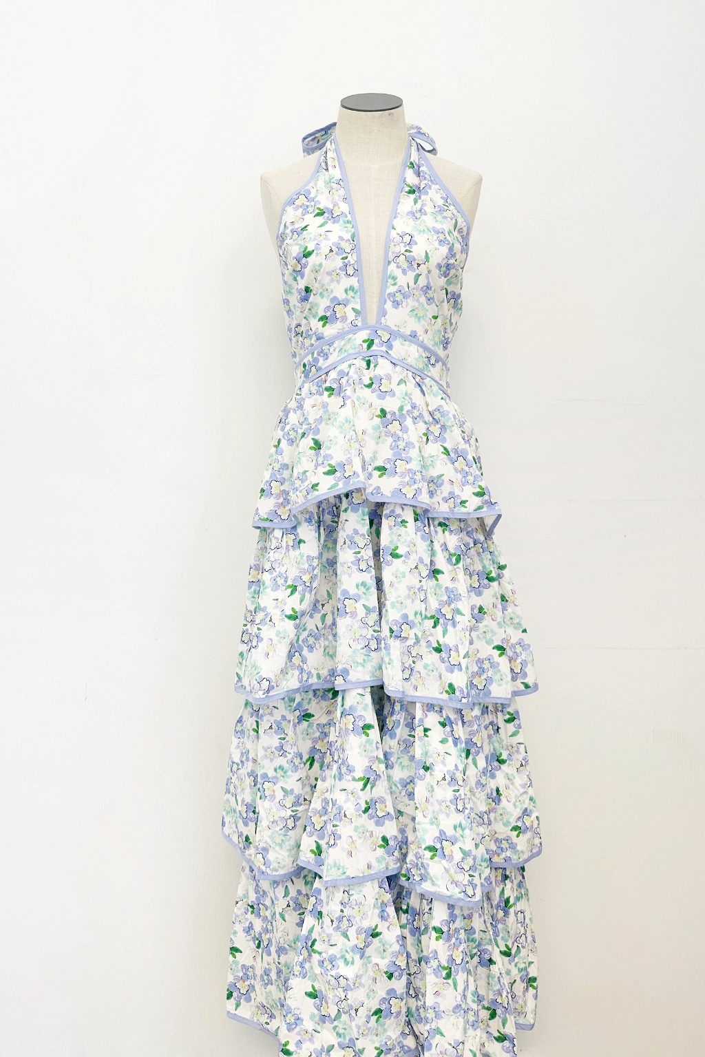 Simple formal dress tailored look Electric Floral Tiered Halter Dress