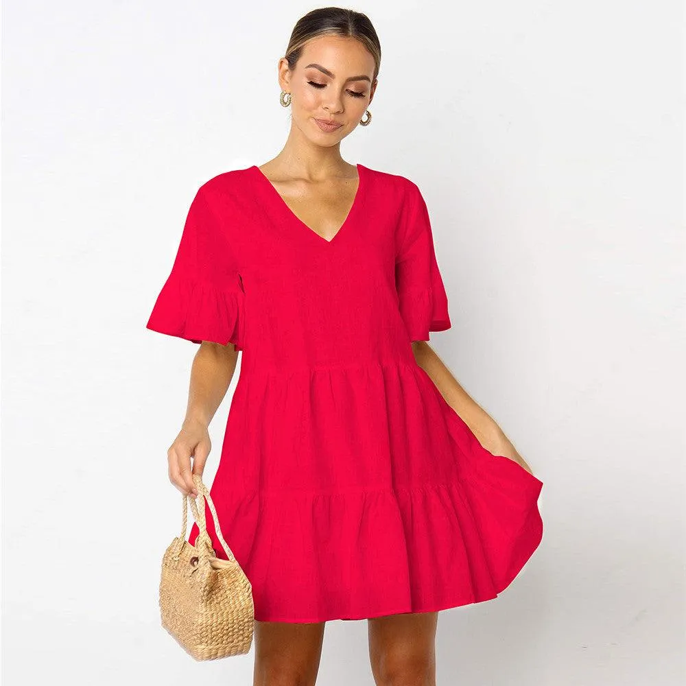 Soft Balance Hand-Wash Short sleeve pleated dress