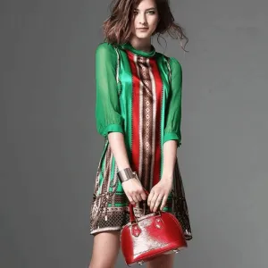 Luxury Summer Patterned Silky Women's Dress Smart Layer Wear