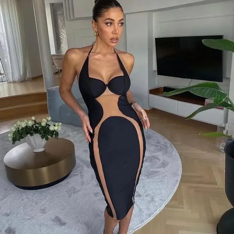 Spark Glow Elegant Halter Dress