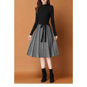 Dreamy Silhouette Elegant Pleated Women's Sweater Dress