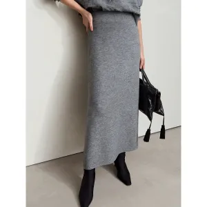 Elegant Women's Knitted A-Line Midi Skirt for Fall & Winter Anniversary-Event Pure Shape
