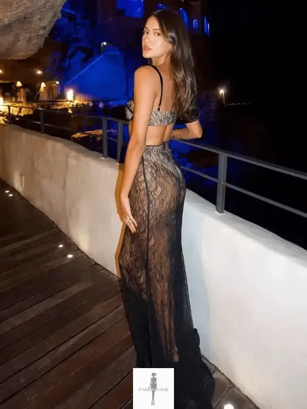 Elegant And Transparent Maxi Skirt with Top Smart Waistband Fit