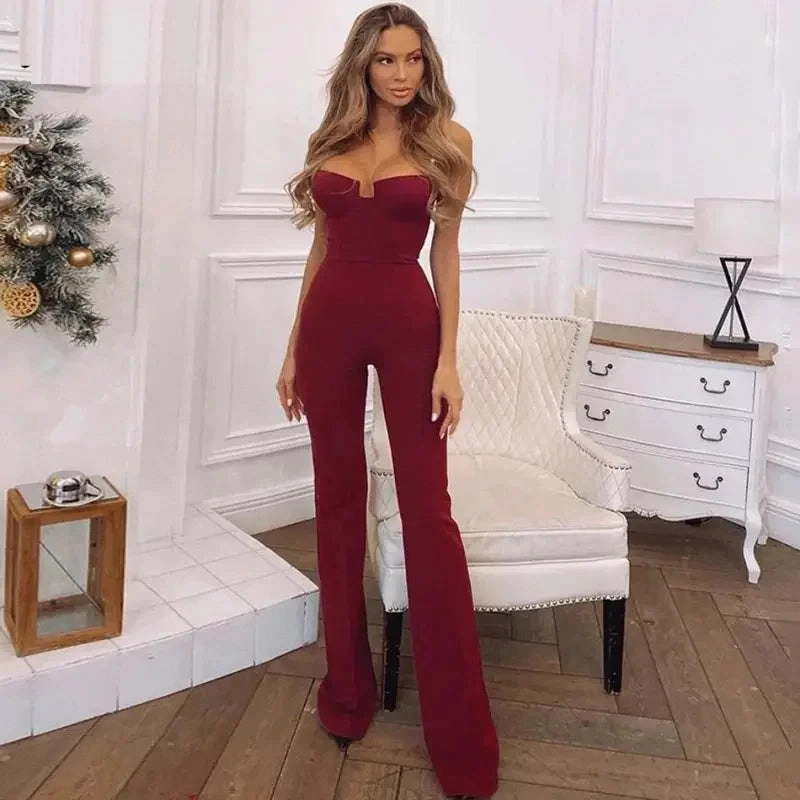Fine Casual Music Girl Elegant Bandage Jumpsuit